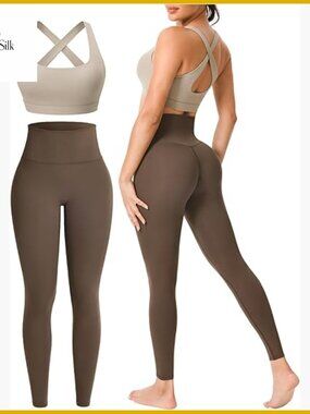 Seamless High-Waisted Leggings & Cross Back Padded Sports Bra Set